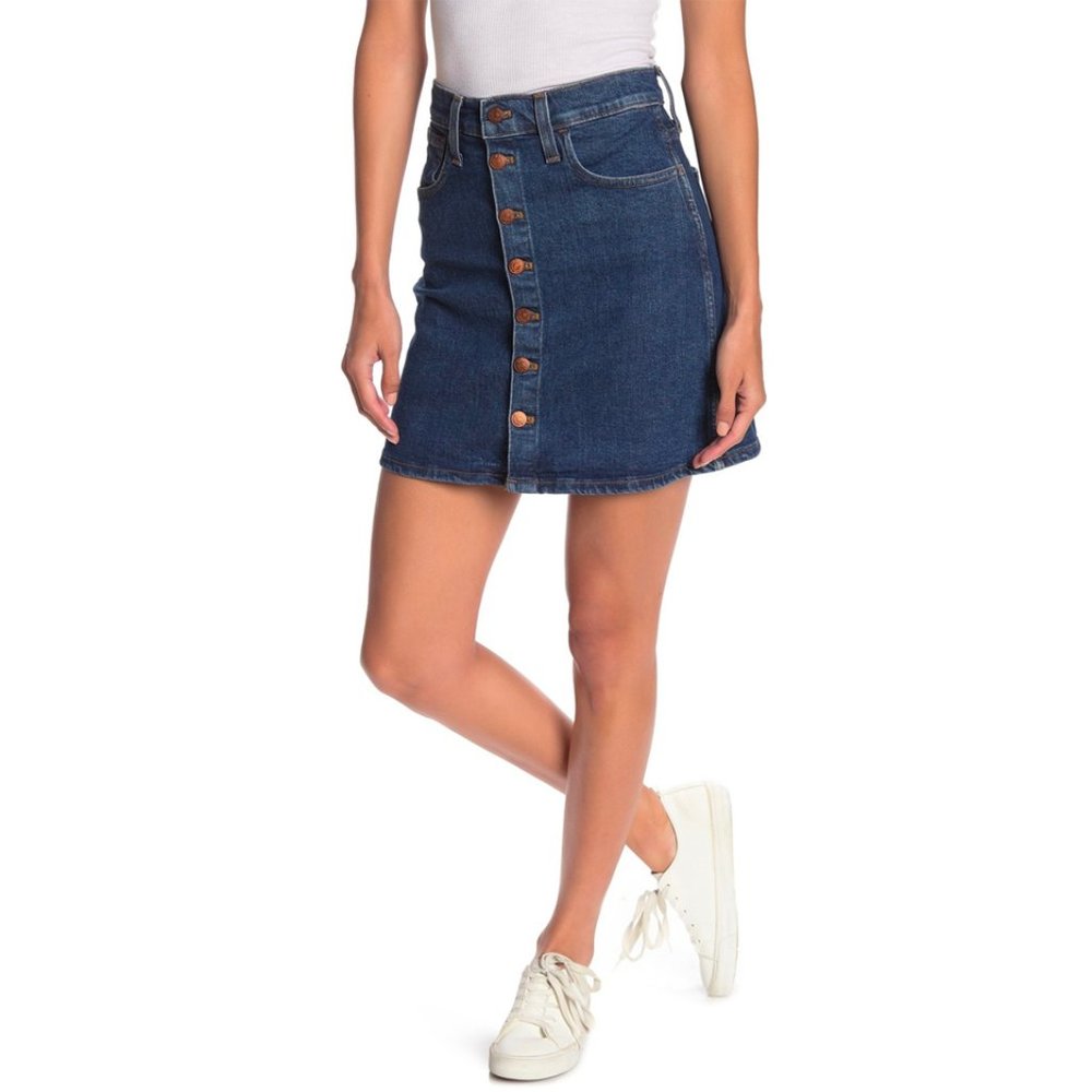 Madewell Women's Button Front Denim Jean Skirt 25 NWT